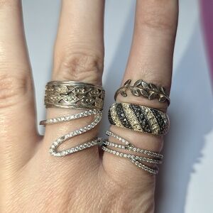 Bundle of 5 Estate Sale Maybe Diamonds Moissionate Sterling Silver Rings
